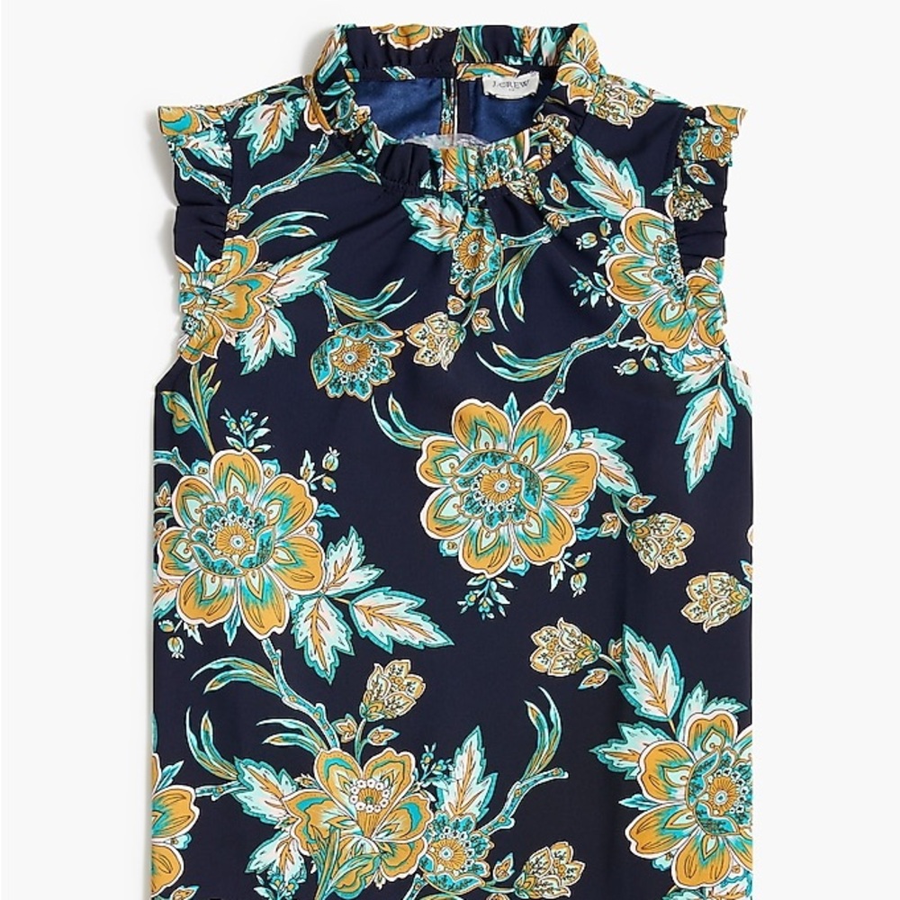 Sleeveless ruffleneck top